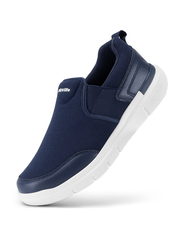 Mens Wide Slip on Walking Shoes Lightweight Breathable Casual Loafers for Standing All Day