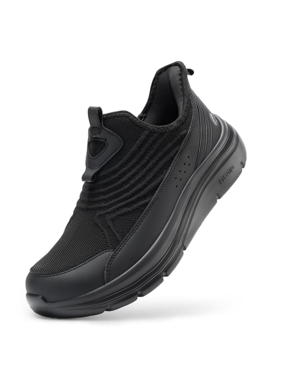 Mens Wide Slip on Walking Sneakers with Arch Support Breathable Hands Free Slip on Shoes for Men