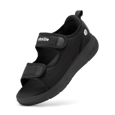 FitVille Women's EasyTop Recovery Sandals, Wide Fit With Adjustable Straps, Diabetic Friendly