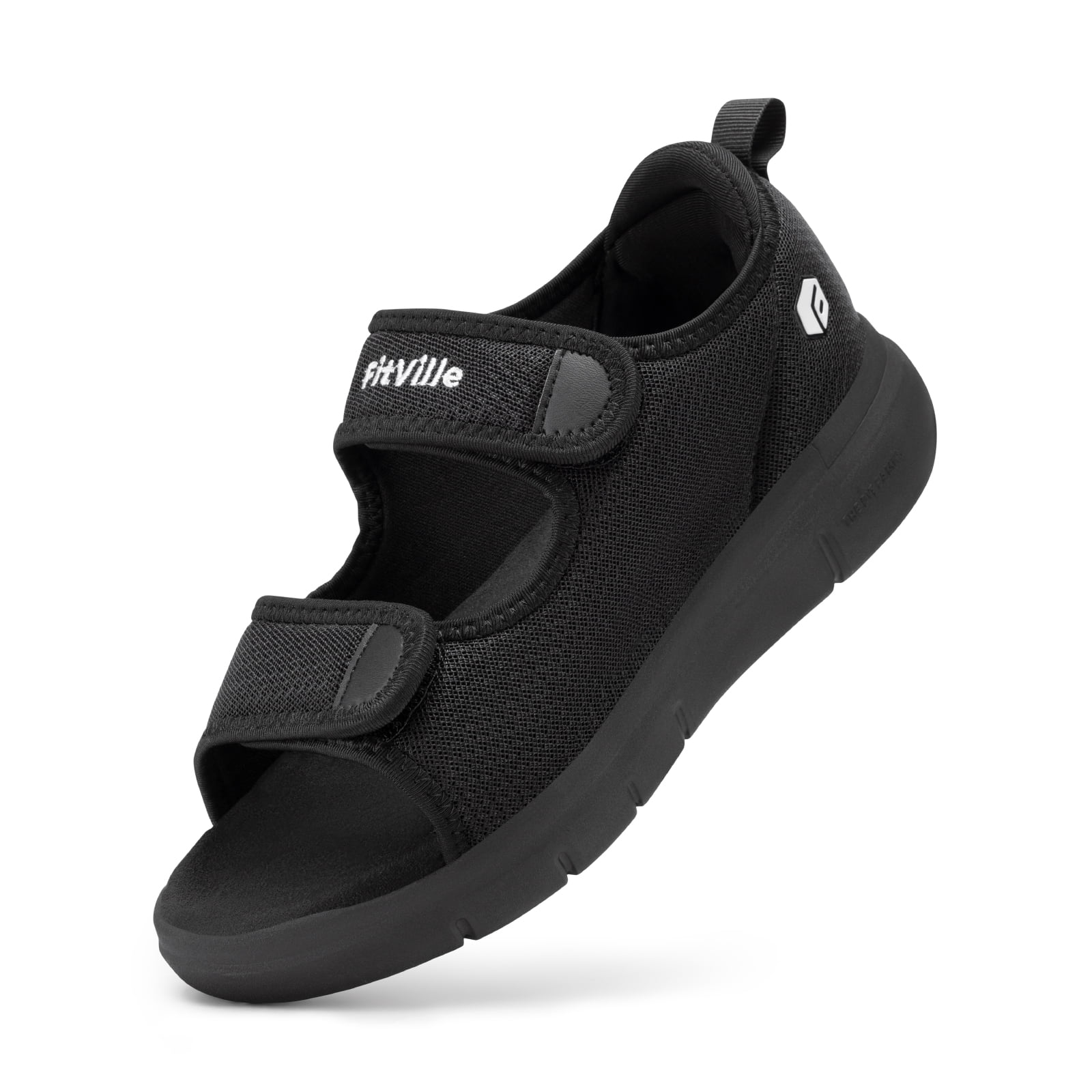 Wide Diabetic Sandals for Women with Arch Support Adjustable Closure, Black, 9 Wide