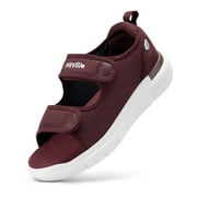 FitVille Wide Adjustable Diabetic Sandals for Women Comfort Sandals with Arch Support, Burgundy, 8 Wide