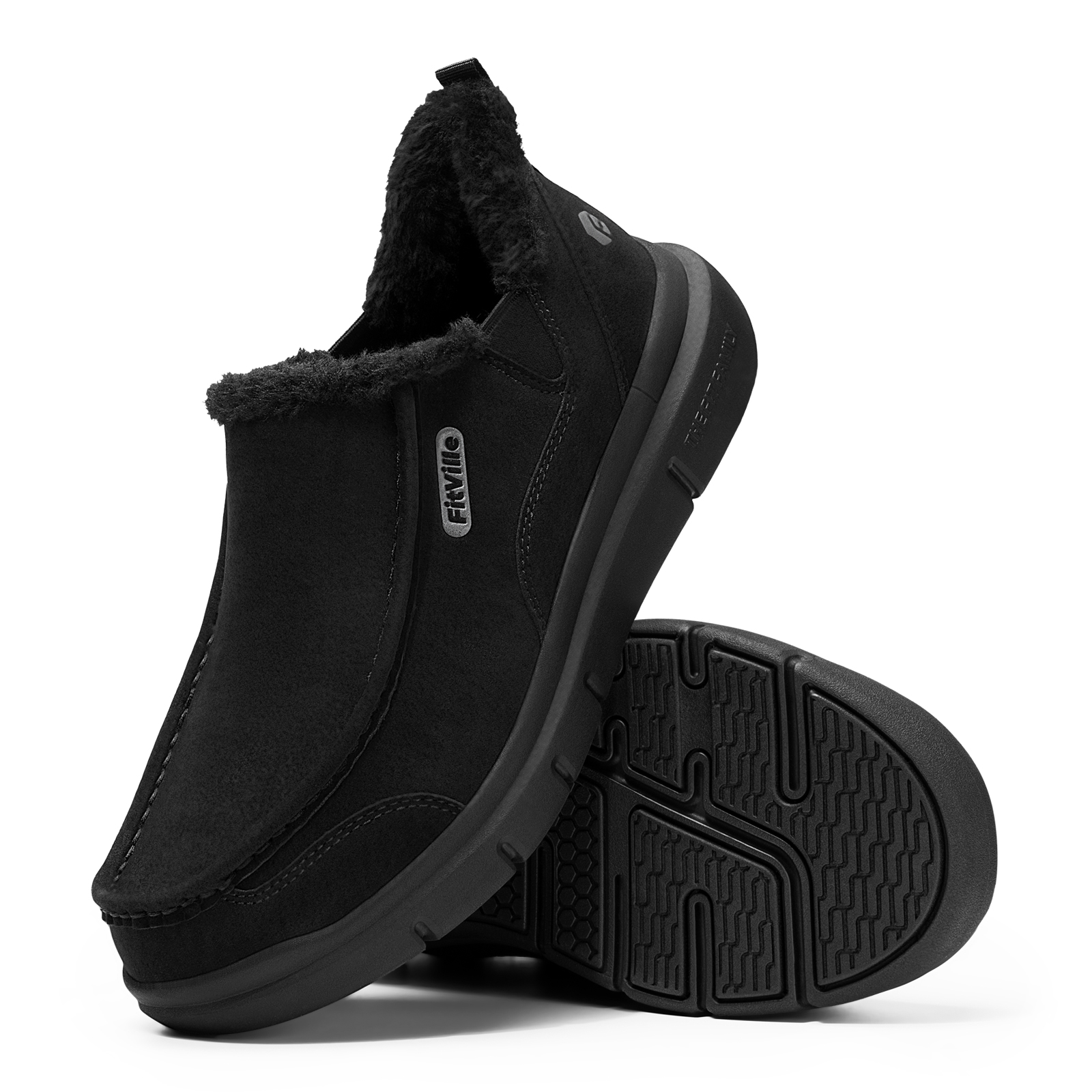 FitVille Wide Men Winter Slippers Slip-on Diabetic Shoes for Men Non Slip House Slipper