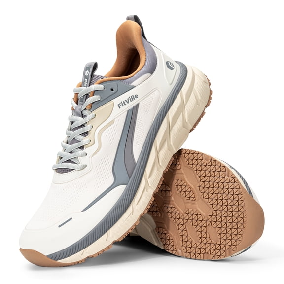 FitVille Mens Wide Walking Shoes Comfortable Lightweight Running Wide Toe Box Shoes, Non Slip Cushioned