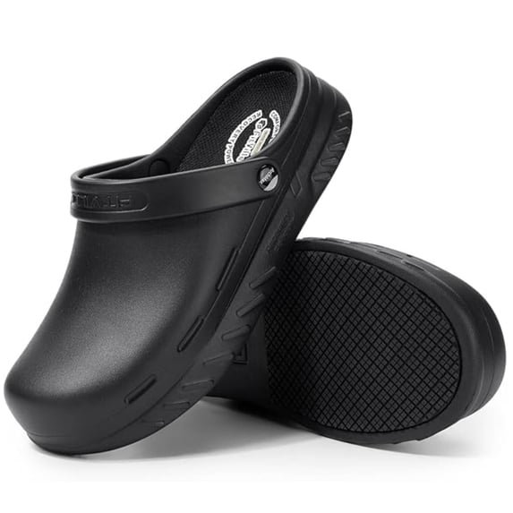 FitVille Wide Mens Clogs Slip Resistant Kitchen Work Shoes for Chef Non-Slip for Food Service with Arch Support, 7 Wide