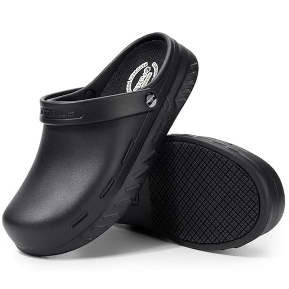 FitVille Wide Mens Clogs Slip Resistant Kitchen Work Shoes for Chef Non-Slip for Food Service with Arch Support, 11 Wide