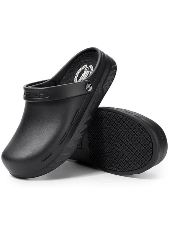 Wide Mens Clogs Slip Resistant Kitchen Work Shoes for Chef Non-Slip for Food Service with Arch Support, 12 Wide
