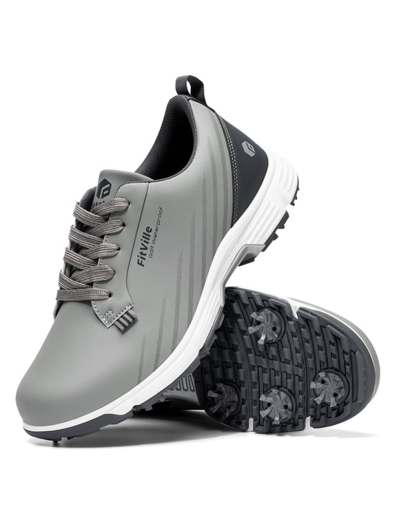Wide Mens Golf Shoes Men Spiked Cushioning for Flat Feet Arch Support, Lightweight Slip-Resistant