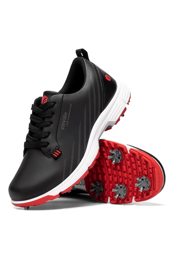 Wide Mens Golf Shoes Men Spiked Cushioning for Flat Feet Arch Support, Lightweight Slip-Resistant