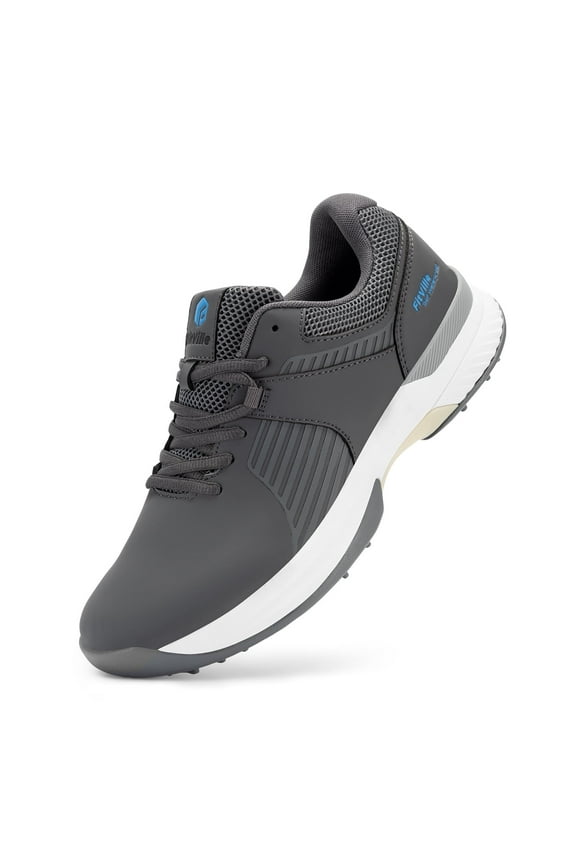 Wide Golf Shoes for Men Waterproof Professional Outdoor Spiked Golf Sneakers, Gray, 10.5 Wide