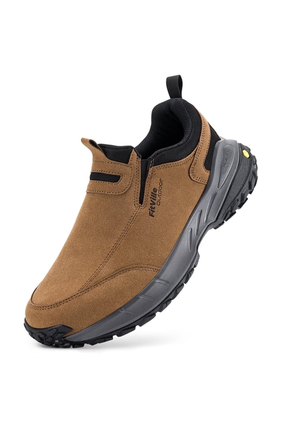 Wide Mens Slip on Hiking Shoes Trekking Loafer with Arch Support