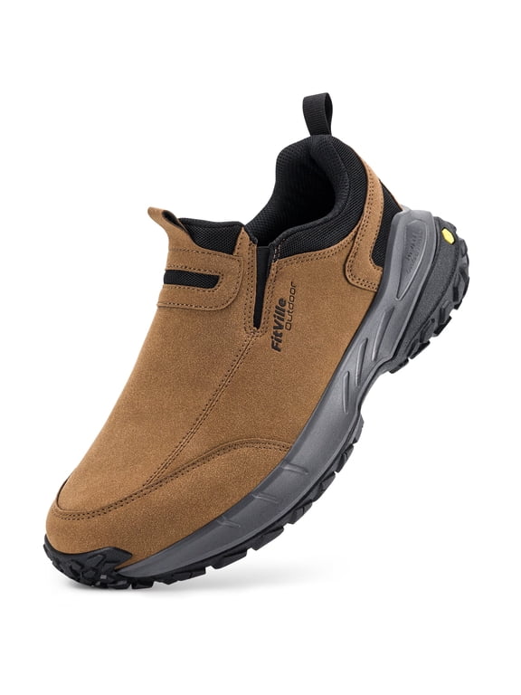 Wide Mens Slip on Hiking Shoes Trekking Loafer with Arch Support