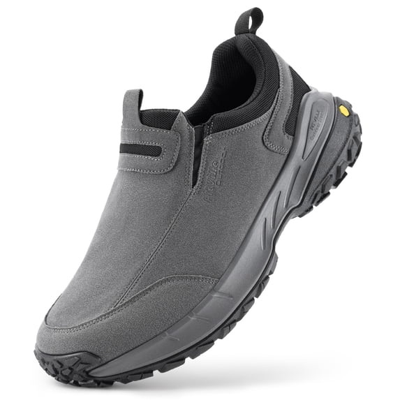 FitVille Wide Mens Slip on Hiking Shoes Trekking Loafer with Arch Support