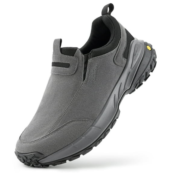 FitVille Wide Mens Slip on Hiking Shoes Trekking Loafer with Arch Support