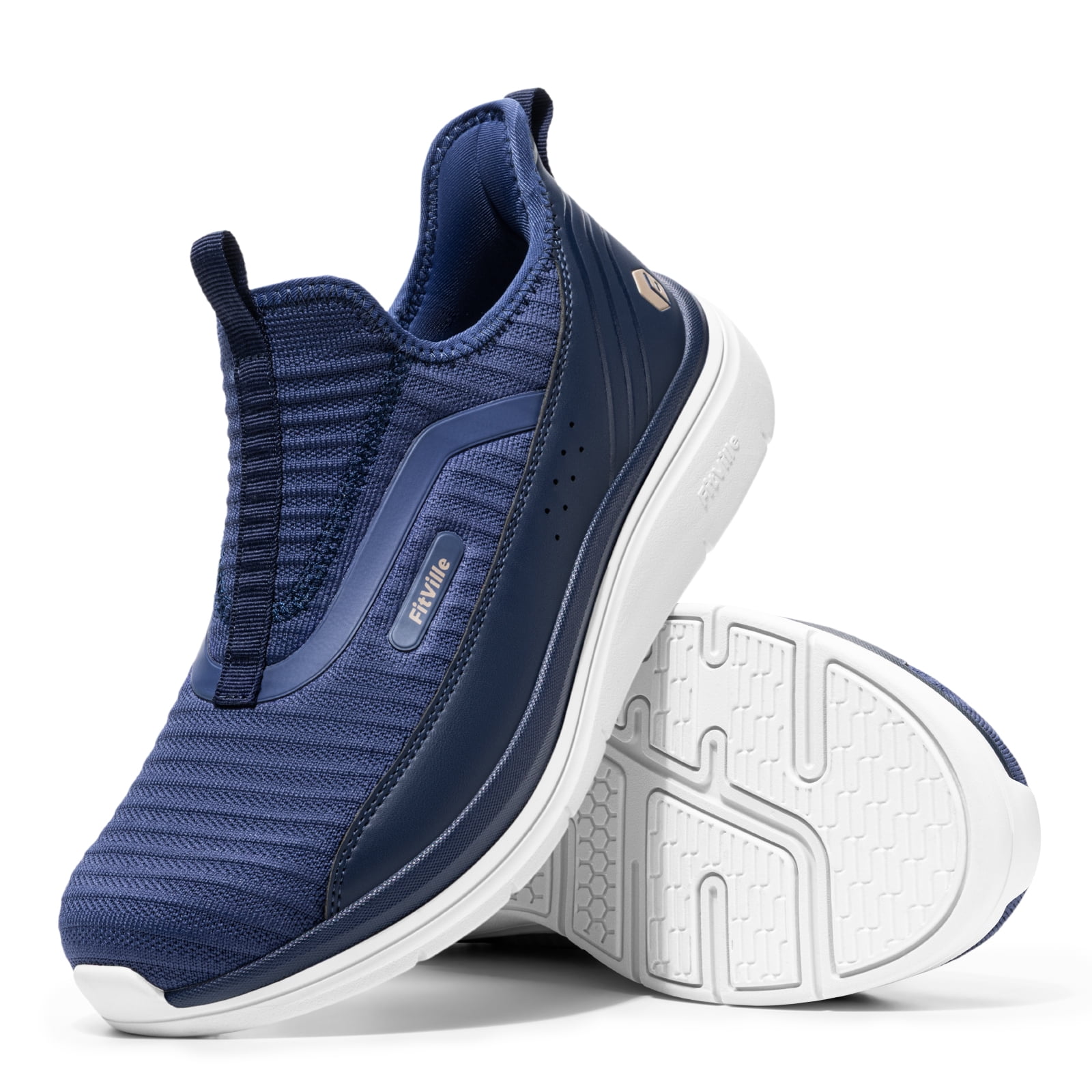 FitVille Extra Wide Mens Slip on Walking Shoes with Arch Support