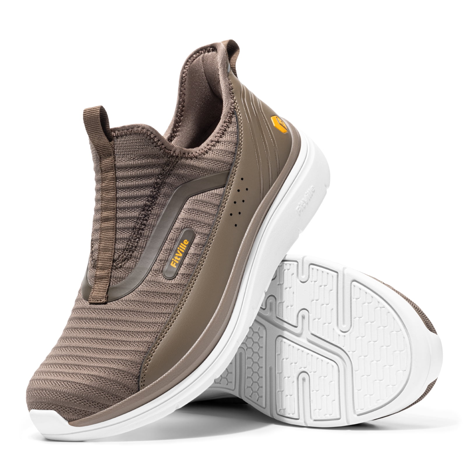 FitVille Extra Wide Mens Slip on Walking Shoes with Arch Support