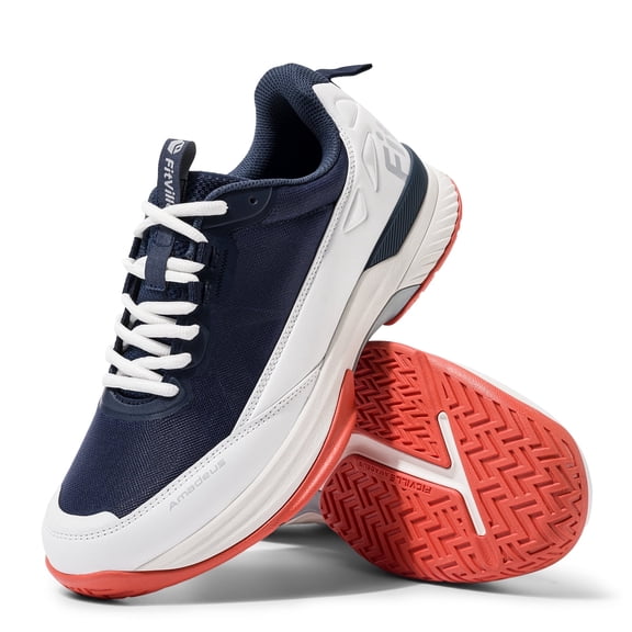 FitVille Extra Wide Men's Tennis Shoes Walking Shoes Blue and White Size 11.5 Wide