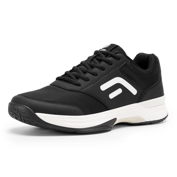 FitVille Wide Pickleball Shoes for Men Tennis Racquetball Shoes for Men with Arch Support, Black, 9.5 x-Wide