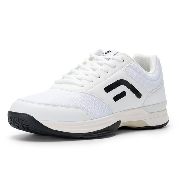 FitVille Wide Pickleball Shoes for Men Tennis Racquetball Shoes with Arch Support, White, 11 Wide