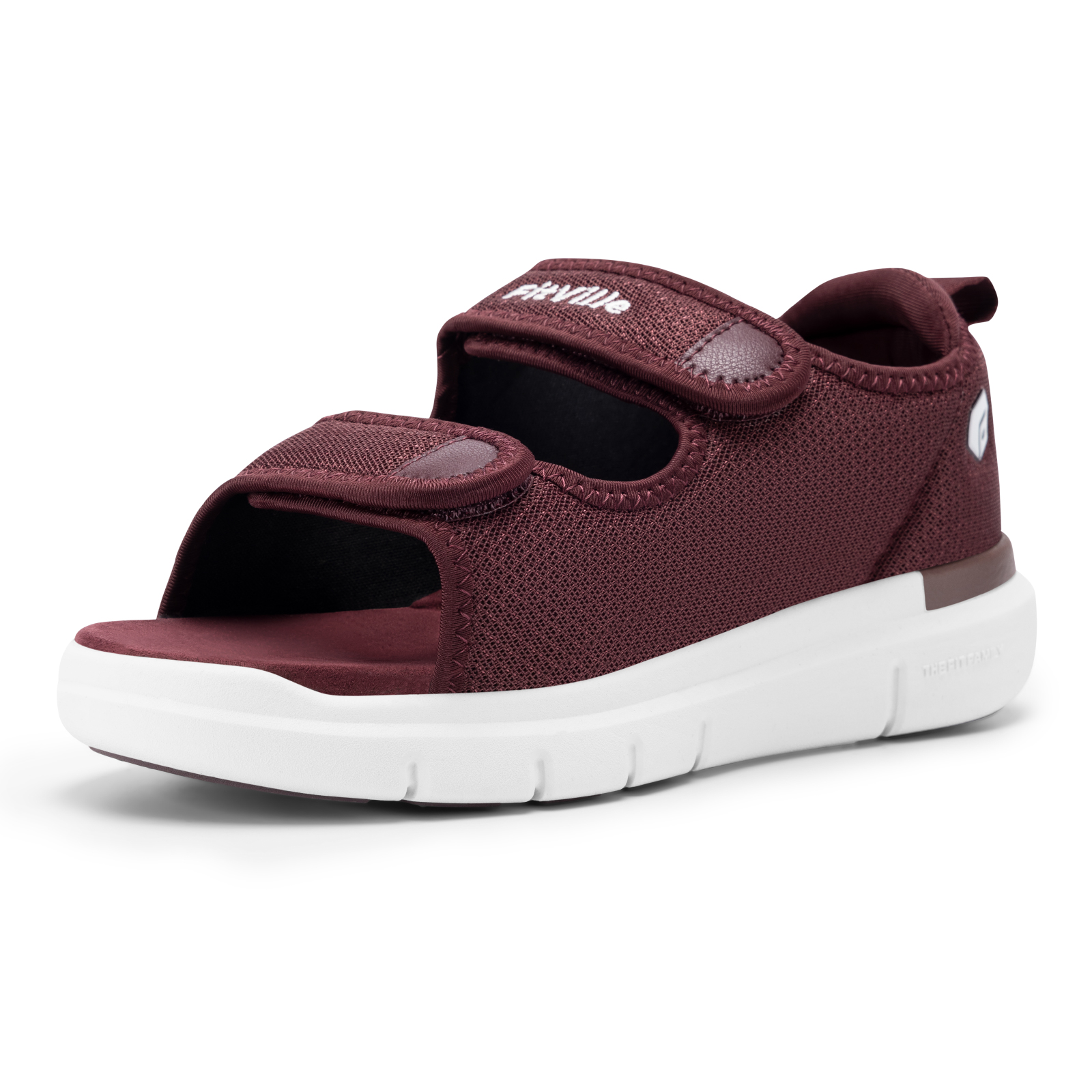 FitVille Wide Sandals for Women with Adjustable Dual Straps Womens Diabetic Sandals for Swollen Foot, Burgundy, 9 Wide