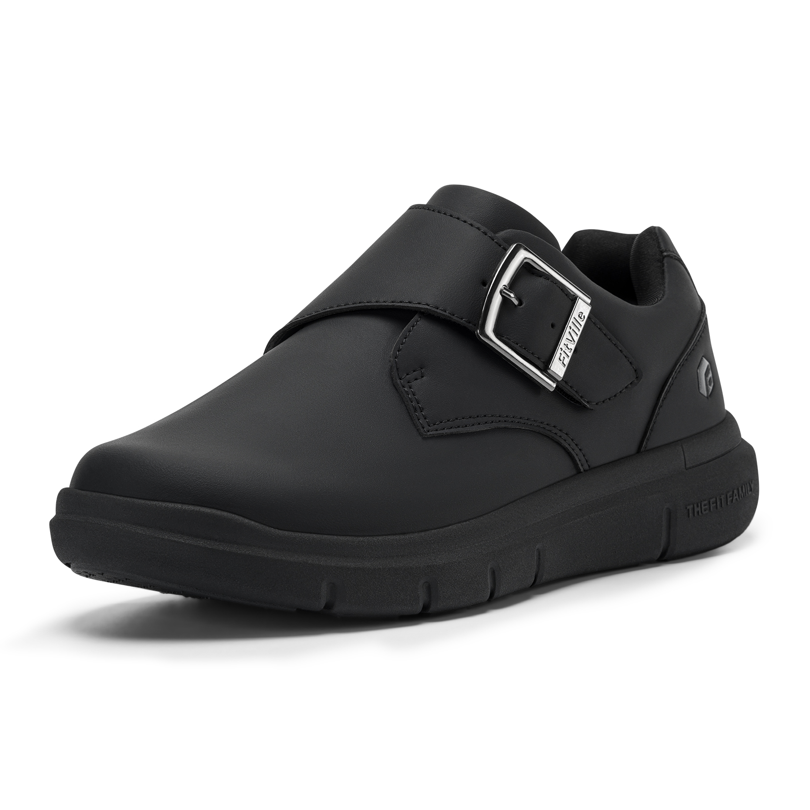 FitVille Wide Shoes for Men Hook & Loop Mens Diabetic Walking Shoes, Black, 12.5 Wide