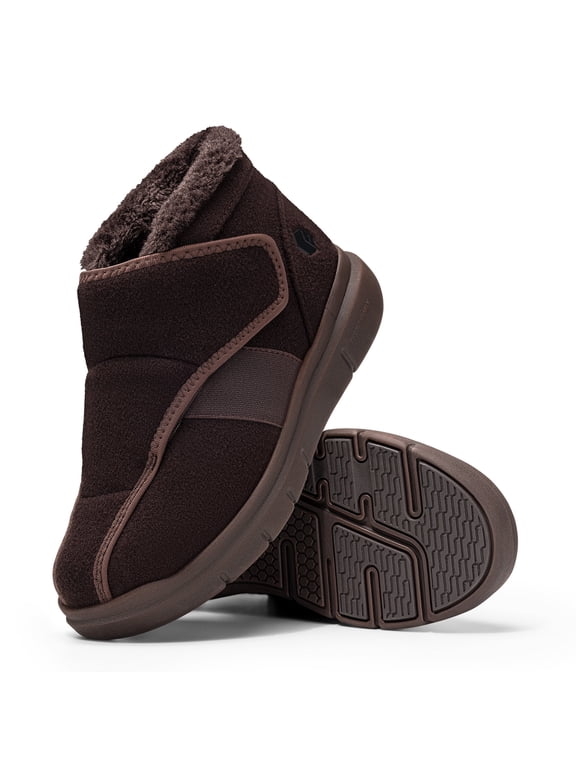 Wide Womens Winter Boots Diabetic Shoes for Women with Adjustable Closures for Swollen Foot, Neuropathy, Copper Brown