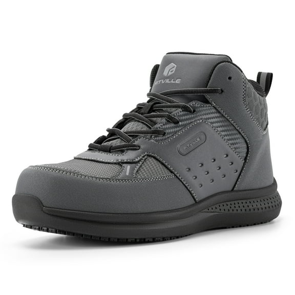 FitVille Wide Work Boots for Men Safety Work Shoes & Boots, Slip-Resistant Waterproof Composite Toe
