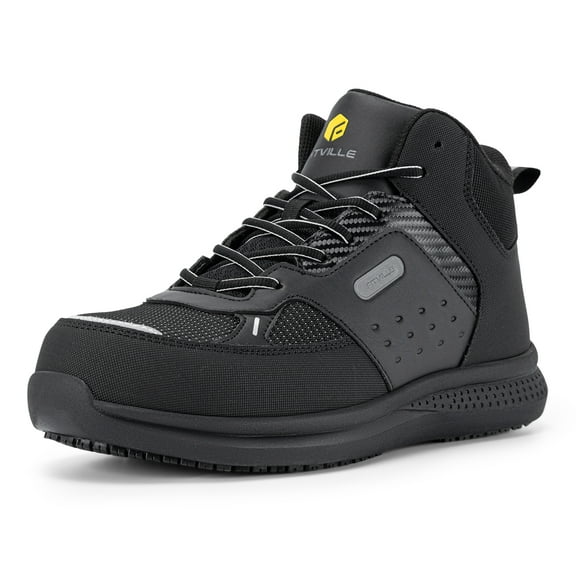 FitVille Wide Work Boots for Men Safety Work Shoes & Boots, Slip-Resistant Waterproof Composite Toe