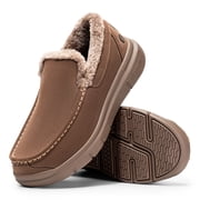 FitVille Winter Slippers for Men Warm Plush Lining House Slipper Booties, Wide Width Available