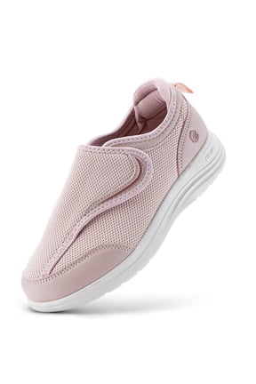 Women's Extra Wide Walking Shoes For Swollen Feet & Foot Pain Relief Womens Hook & Loop Adjustable Slip-On Diabetic Shoes