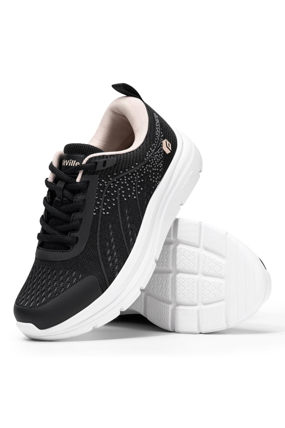 Women's Slip On Sneakers Wide Shoes Hands Free Walking Shoes Slip-On Running Shoes, Black, 9 Wide