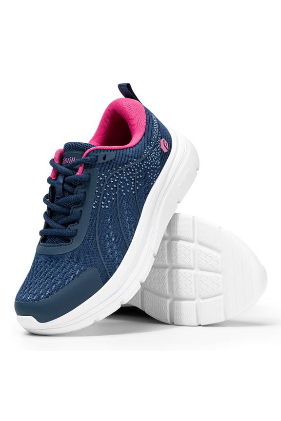 Women's Slip On Sneakers Wide Shoes Hands Free Walking Shoes Slip-On Running Shoes, Navy Blue, 10 Wide