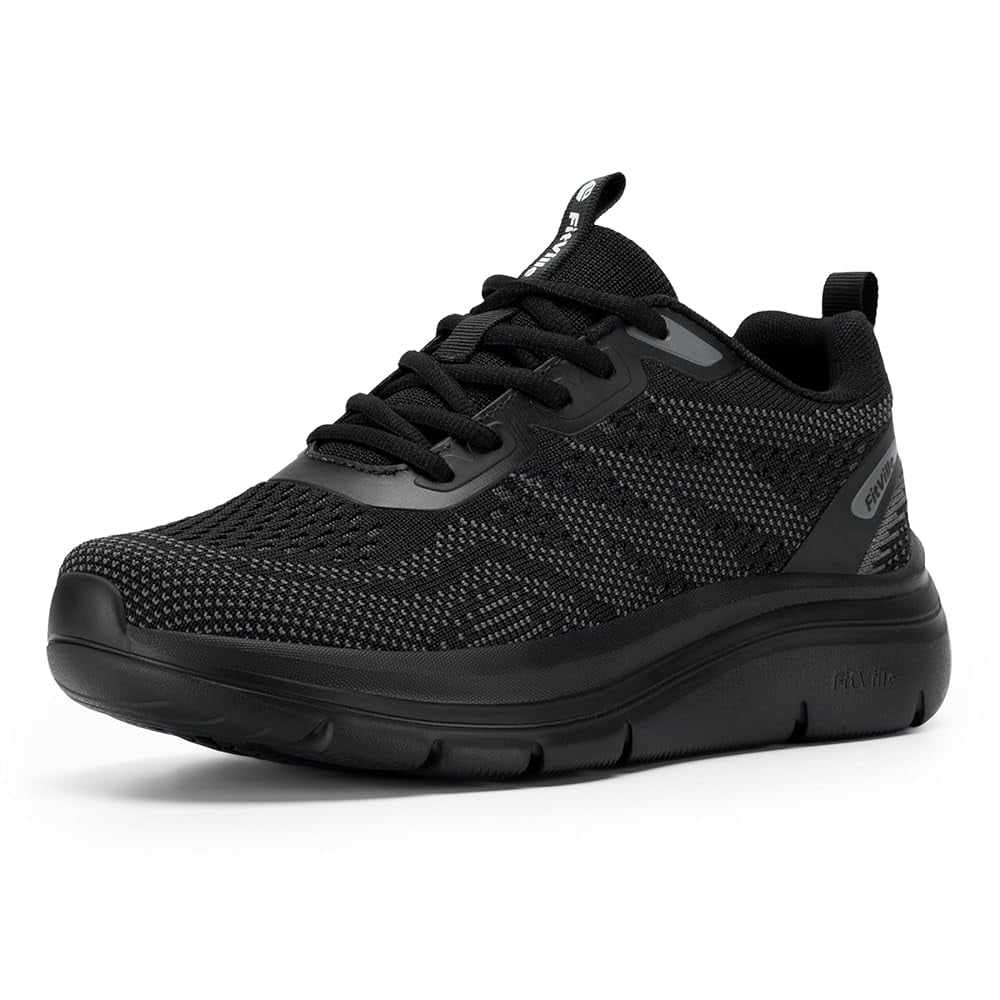 FitVille Women's Wide Width Walking Shoes Lightweight Sneakers for Flat Foot Heel Pain Relief, 6.5 Wide