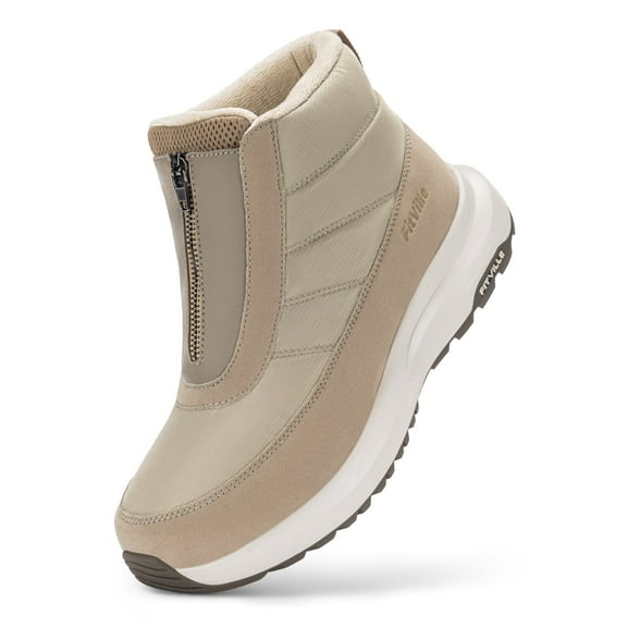 FitVille Women's Wide Waterproof Winter Snow Boots Zipper All-Day Warm Insulated Snow Boots for Women