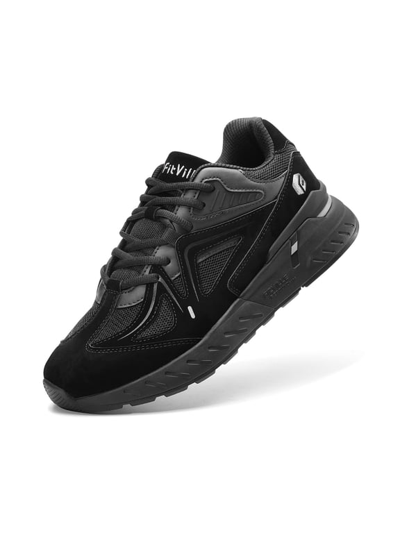 Womens Walking Shoes Extra Wide Sneakers with Arch Support, All Black, 9 x-Wide
