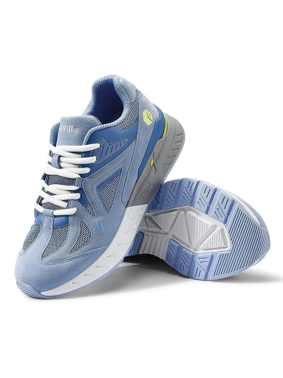 Womens Walking Shoes with Arch Support Wide Sneakers for Flat Foot, Light Blue, 9.5 Wide