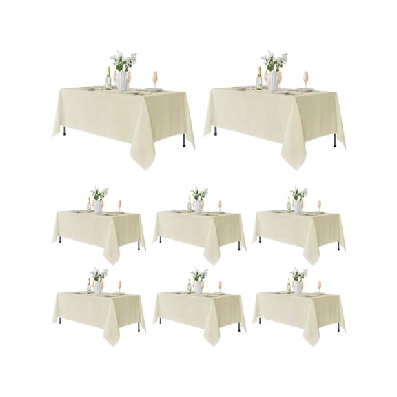 Fitable 8 Pack Table Cloth Rec Table: Stain And Wrinkle Resistant Tablecloth Rectangular Washable Polyester Tablecloths For Wedding Party Dining Banquet Event Catering Ivory 70x120 Inch