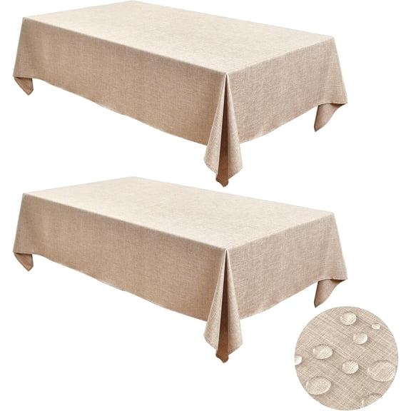 Fitable Faux Linen Tablecloths for Rectangle Tables: Water & Stain Resistant Farmhouse Table Cloth, Washable Burlap Textured Table Covers for Kitchen Dining Party
