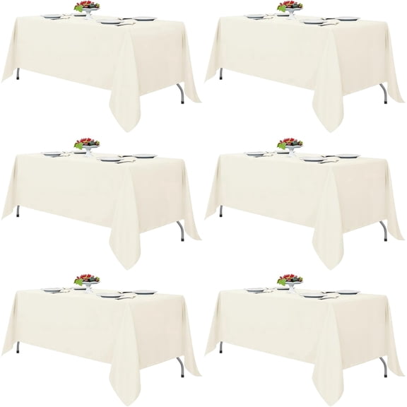 Ivory 70x120 in Rectangular Polyester Tablecloths, 6 Pack