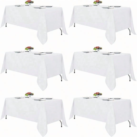 Fitable White Tablecloths for Rec Tables 6 Pack 70 x 120 Inches Reusable and Washable Table Clothes for 68 Ft Tables Polyester Fabric Table Covers for Wedding Party Banquet