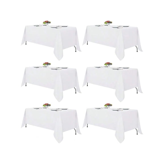 Fitable White Tablecloths For Rectangle Tables 6 Pack 70 X 120 Inches Reusable And Washable Table Clothes For 68 Ft Tables Polyester Fabric Table Covers For Wedding Party Banquet