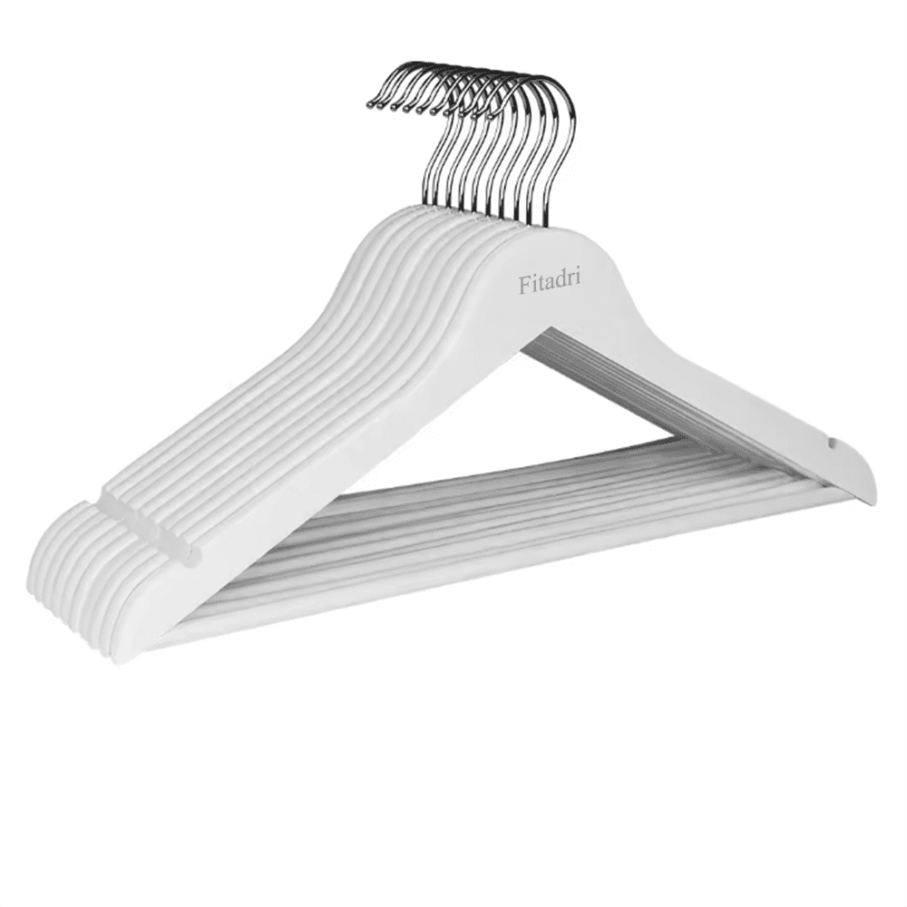 Fitadri White Wooden Hangers For Coats Suits