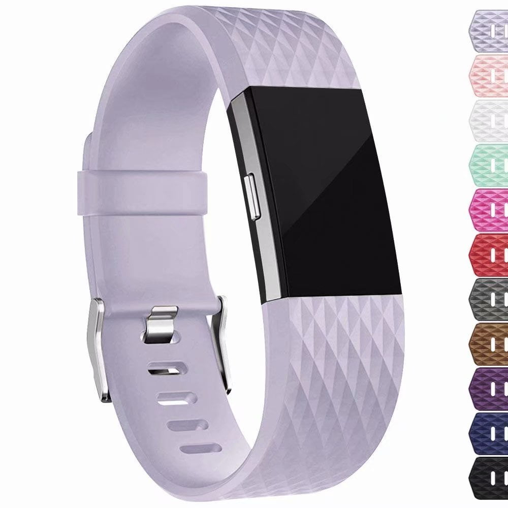 Fitbit Charge 2 Bands Replacement Sport Strap Accessories with Fasteners  and Metal Clasps for Fitbit Charge 2 Wristband New Style(Large, Purple) 