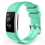 Fitbit Charge 2 Watch Bands, Mignova Soft Silicone Replacement Sport Watch Wrist Band Strap for Fitbit Charge 2 Fitness Tracker - Large Size (Mint Green)