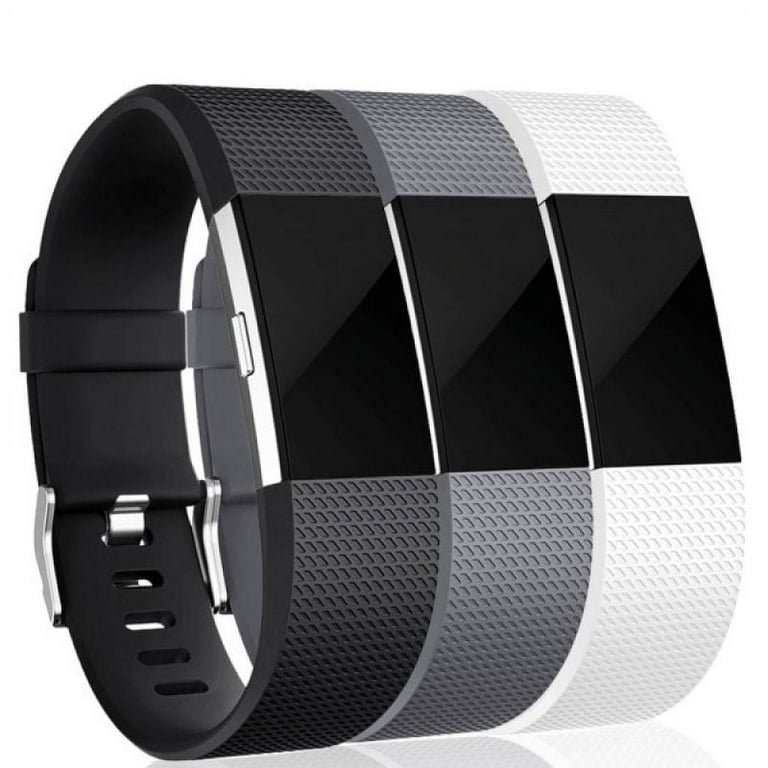 Fitbit Charge 2 bracelet silicone 3-pack Black/Grey/White (S)