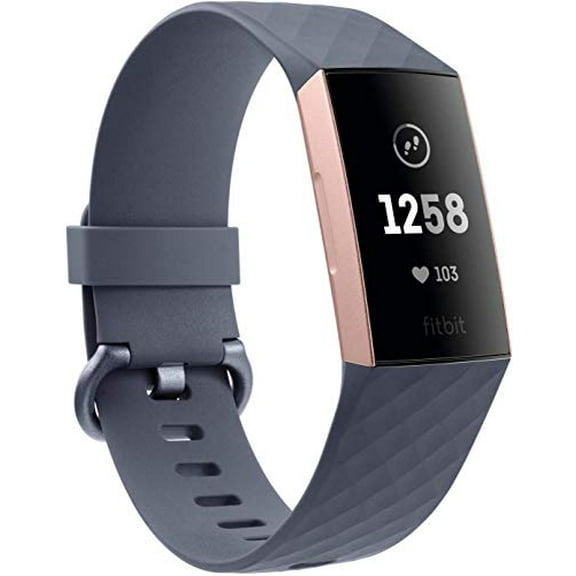 Fitbit Charge 3 Fitness Activity Tracker, Rose Gold/Blue Grey, one Size (no fitbit Warranty Support), 0.06 Pound