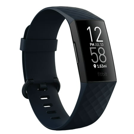 Fitbit Charge 4 Activity Tracker, Storm Blue and Black (Small and Large Bands Included)