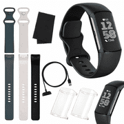 Fitbit Charge 6 Fitness Tracker   Black/Obsidian   Heart Rate, GPS, Sleep & Stress Tracking + Fast Charger, Cleaning Cloth Black