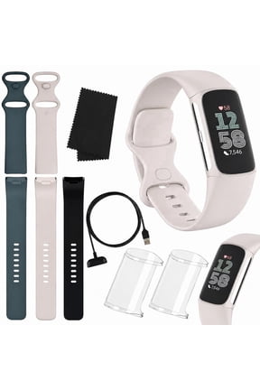 Charge 6 Fitness Tracker (Bundle)  Black/Obsidian  Heart Rate, GPS, Sleep & Stress Tracking + Fast Charger, & Cleaning Cloth (Porcelain)