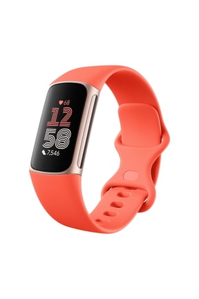 Fitbit Charge 6 Fitness Tracker with Heart Rate, GPS, Premium Membership, and Health Tools - Gold Case w/ Coral Band, 1.04 Screen