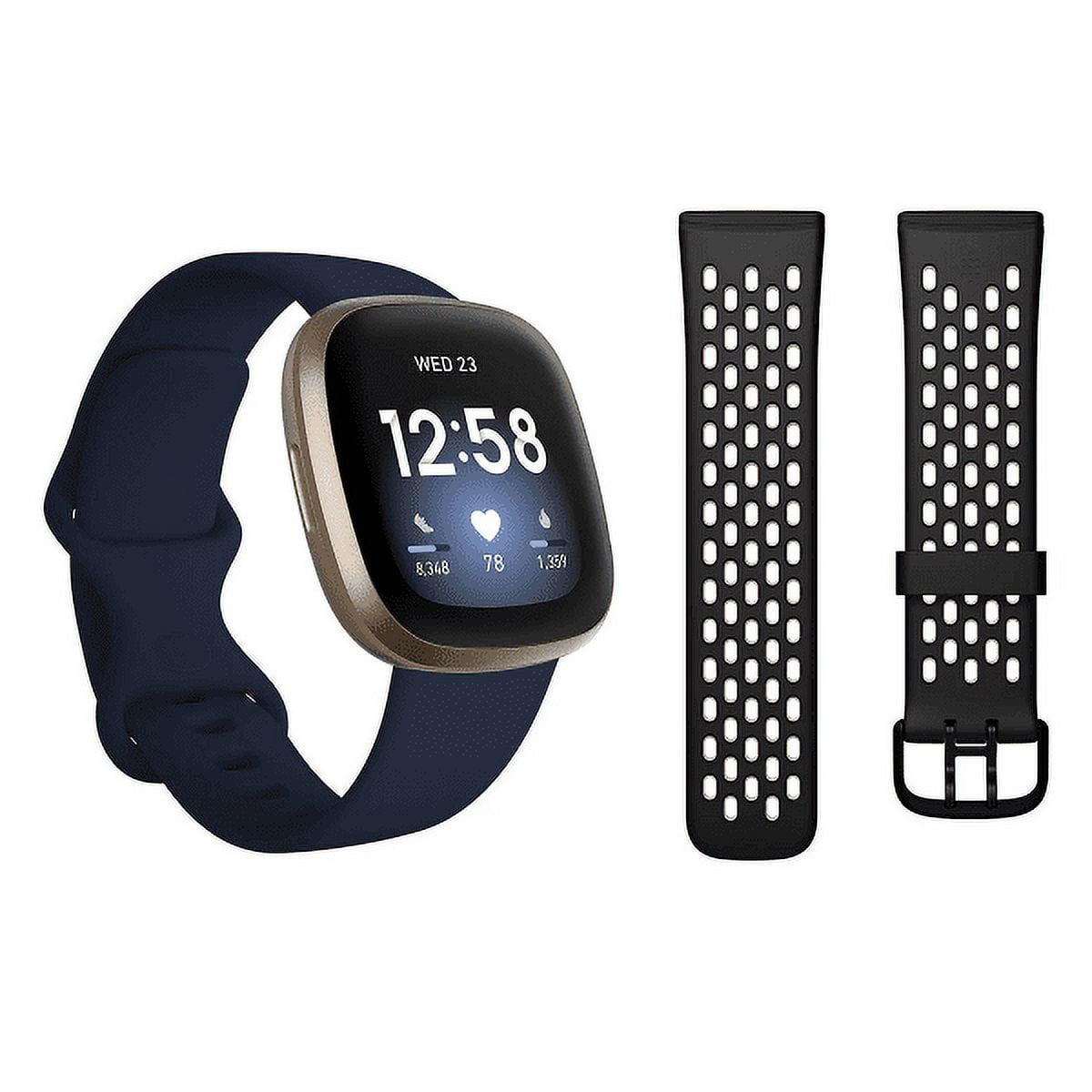 Fitbit FB511BKBKLBNDLS Versa 3 Bundle Midnight Blue Walmart